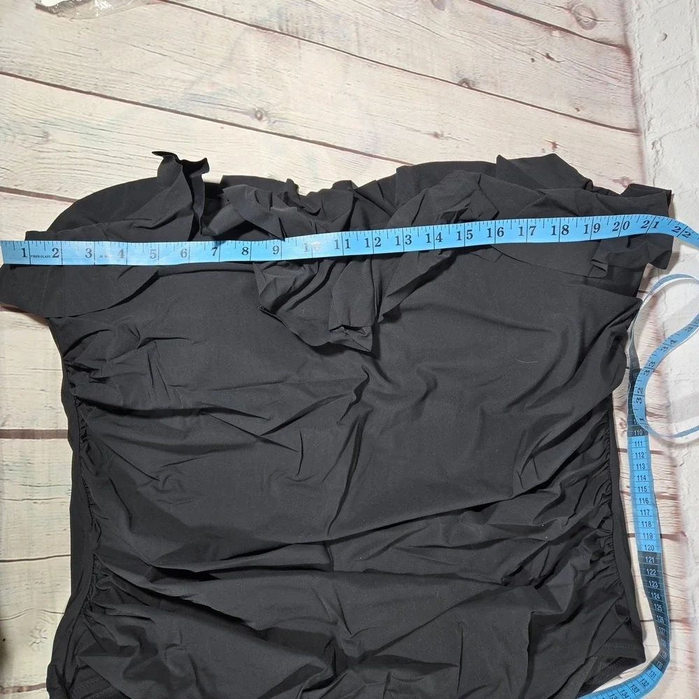 J. Crew Matte ruched one-piece swimsuit‎ with ruffles in Black Plus 24 NWT